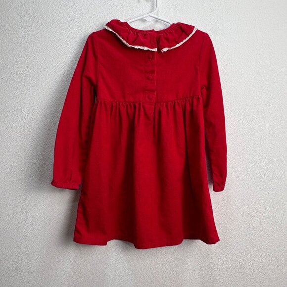 Kaisely Vintage Girls Red Corduroy Long Sleeve Dress 4T Holiday Winter - Picture 2 of 6